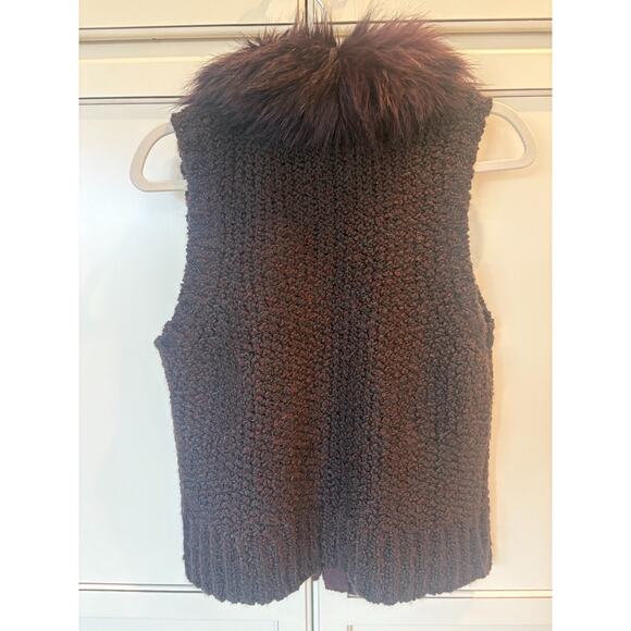 Ann Taylor LOFT Women's Petite M Blackberry Faux Fur Collar Sweater Vest NEW - Picture 5 of 5